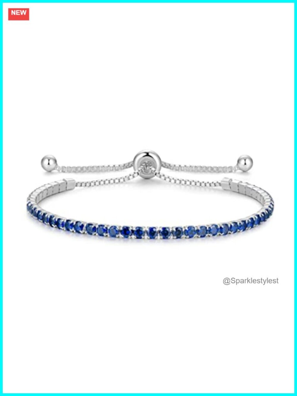 Sterling Silver Tennis Bracelet 2.5mm Birthstone Adjustable 9"